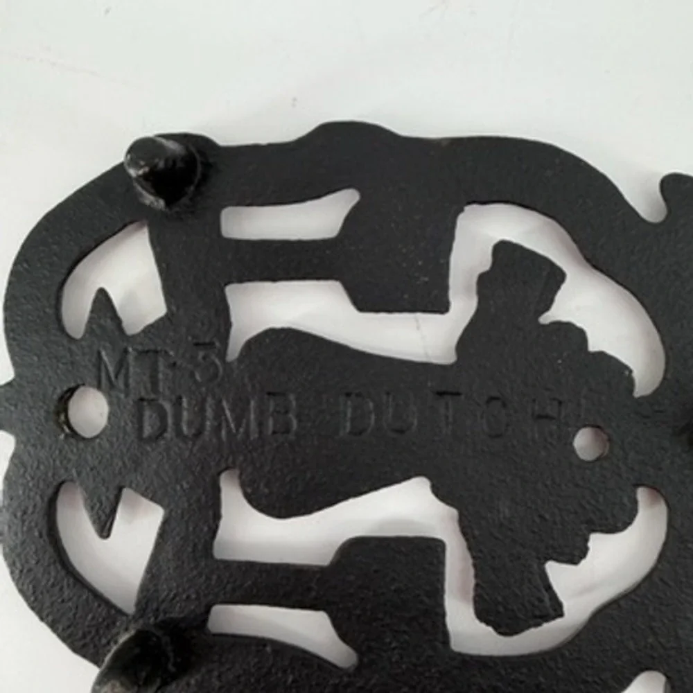 Vintage Black Cast Iron Trivet Set 5pc Pennsylvania Dutch Folk Art MT Series